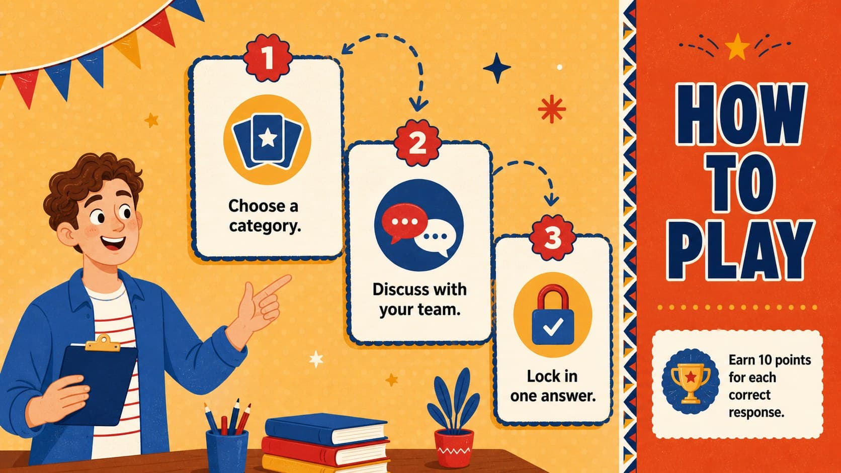 Orange illustrated game instructions slide for a Philippine culture classroom quiz.