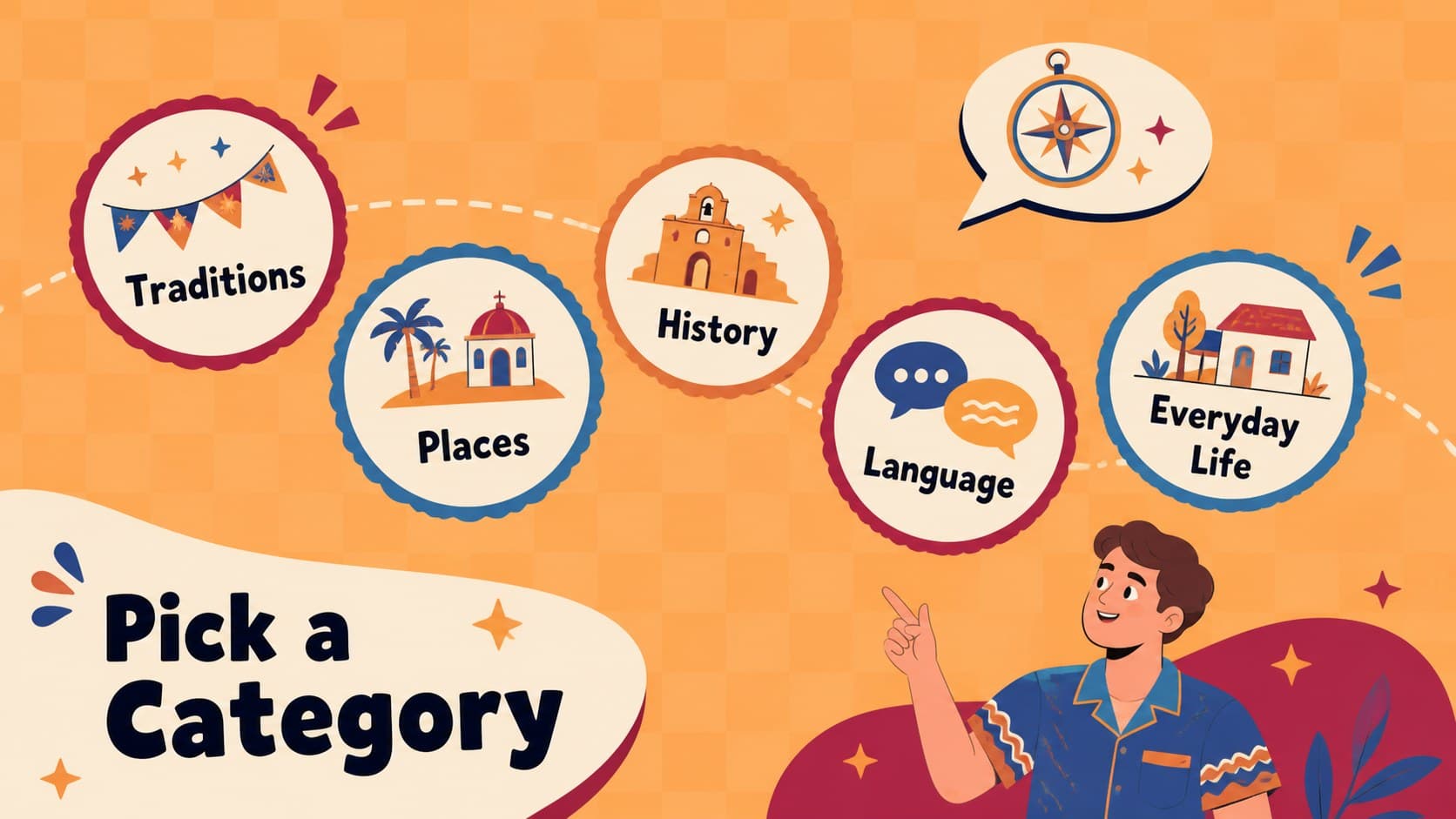 Category selection screen for an interactive Filipino culture review game.