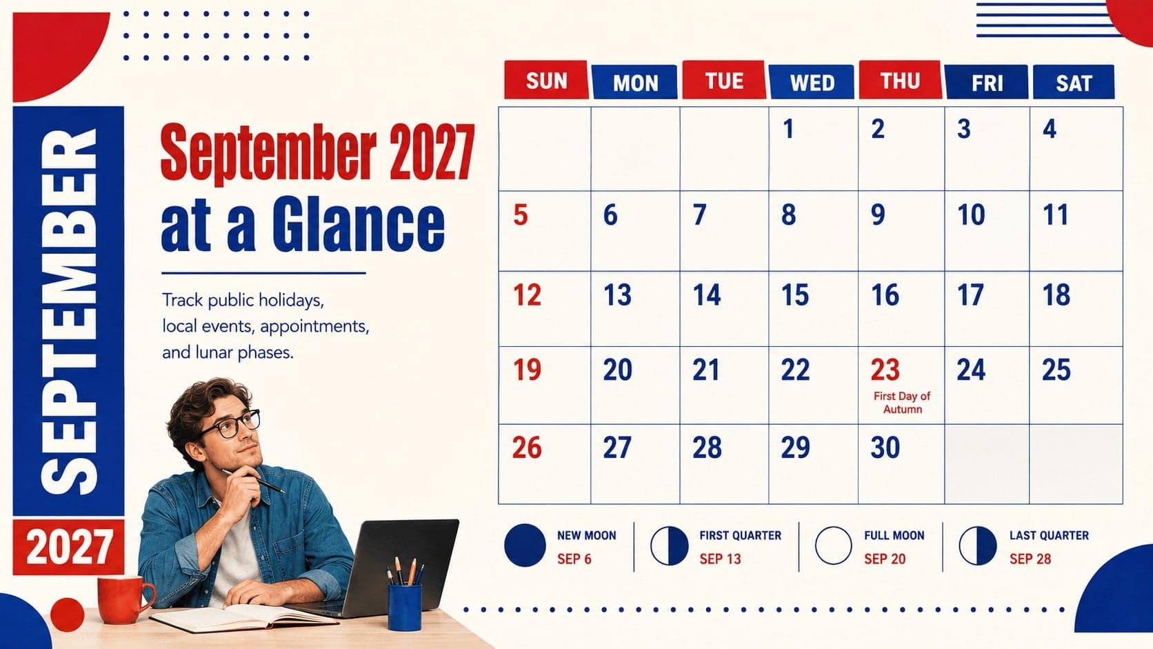 Editable September 2027 Philippines monthly calendar slide with holidays and lunar phase markers.