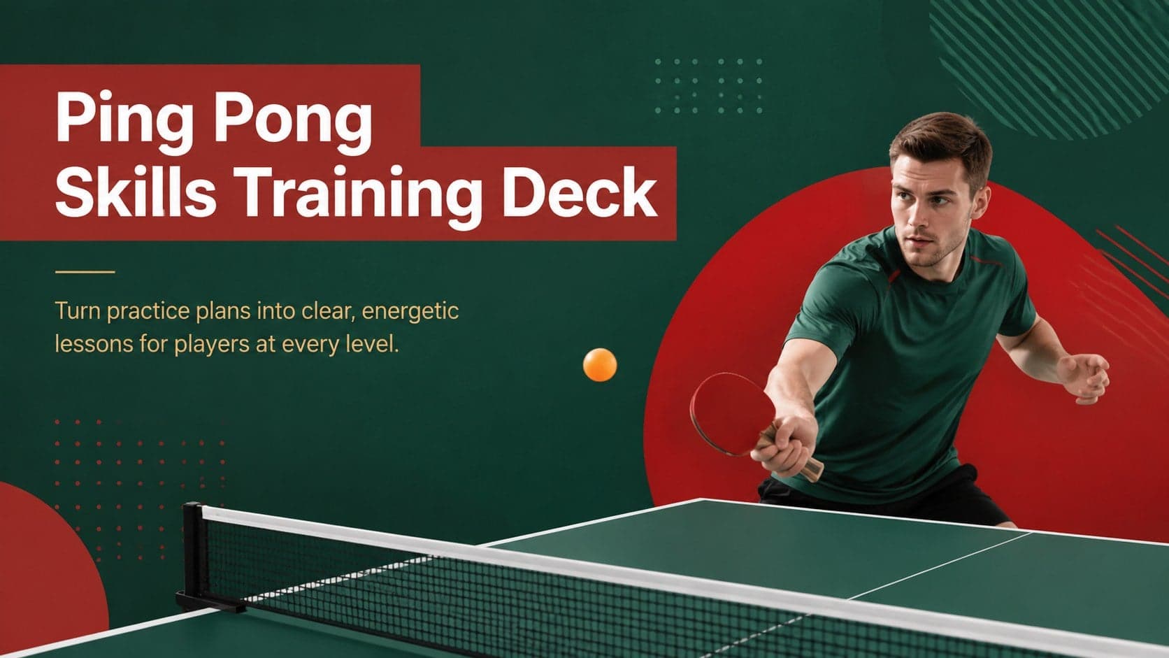 Cover of the Ping Pong Skills Training Deck with bold red and green table tennis graphics.