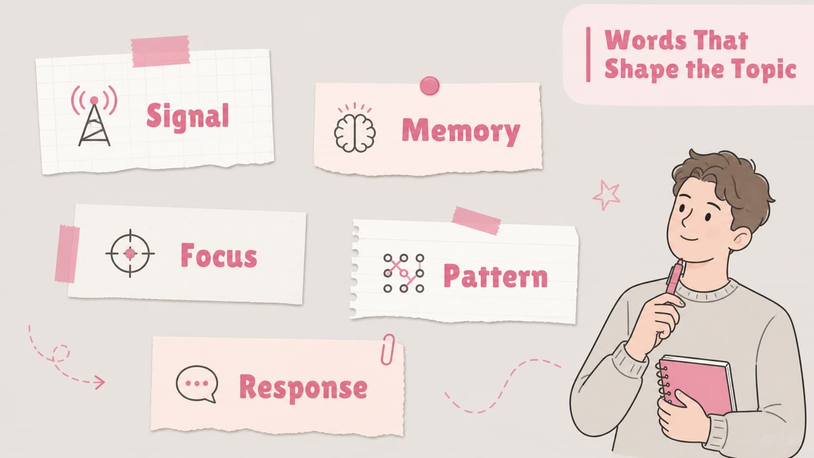 Visual vocabulary slide defining key terms for a brain anatomy lesson PowerPoint theme.
