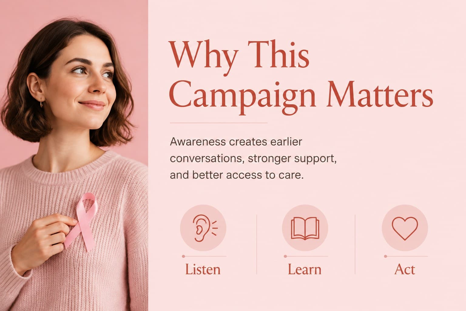 Purpose slide explaining the role of a pink ribbon health initiative.