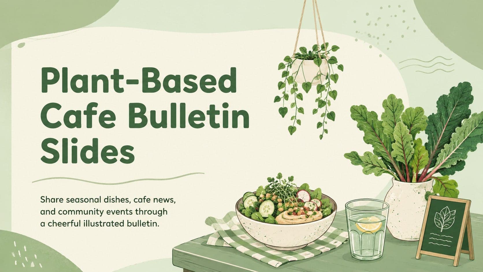 Plant-Based Cafe Bulletin Slides preview
