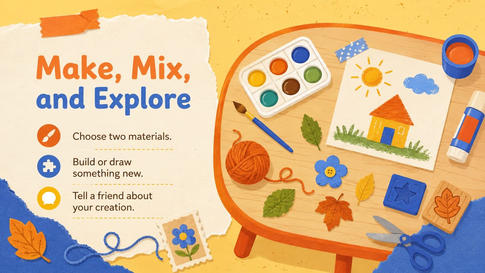 Creative play activity slide for a playful preschool daily learning deck.