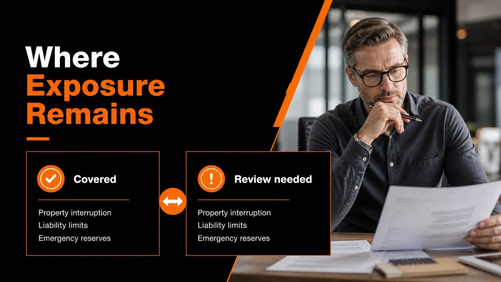 Coverage gap analysis slide highlighting areas that may require additional insurance protection.