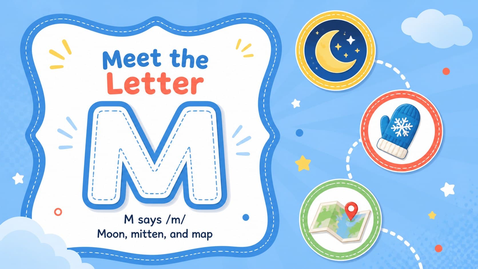 Letter recognition activity slide featuring large alphabet forms and visual prompts for early literacy practice.