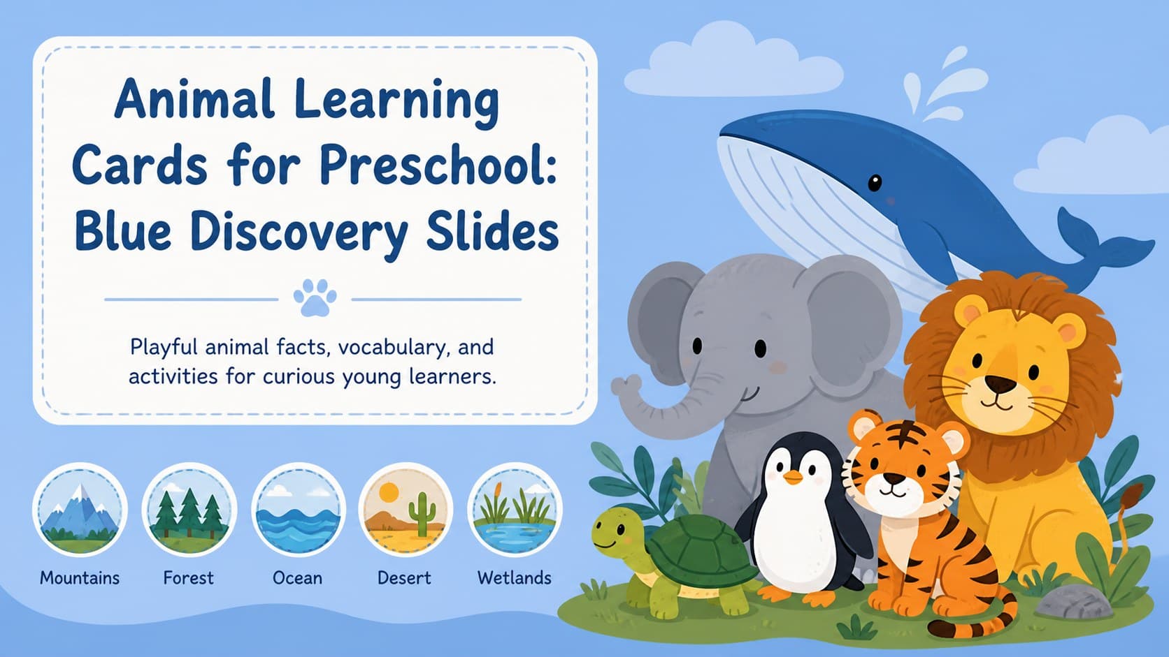 Animal Learning Cards for Preschool: Blue Discovery Slides preview