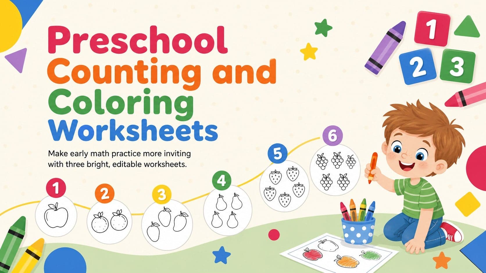 Preschool Counting and Coloring Worksheets preview