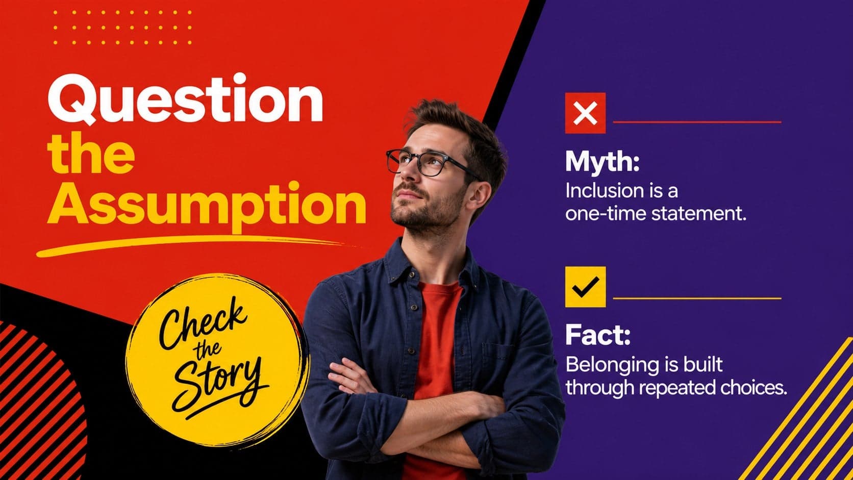 Myth and fact comparison slide for an LGBTQ+ awareness discussion session.