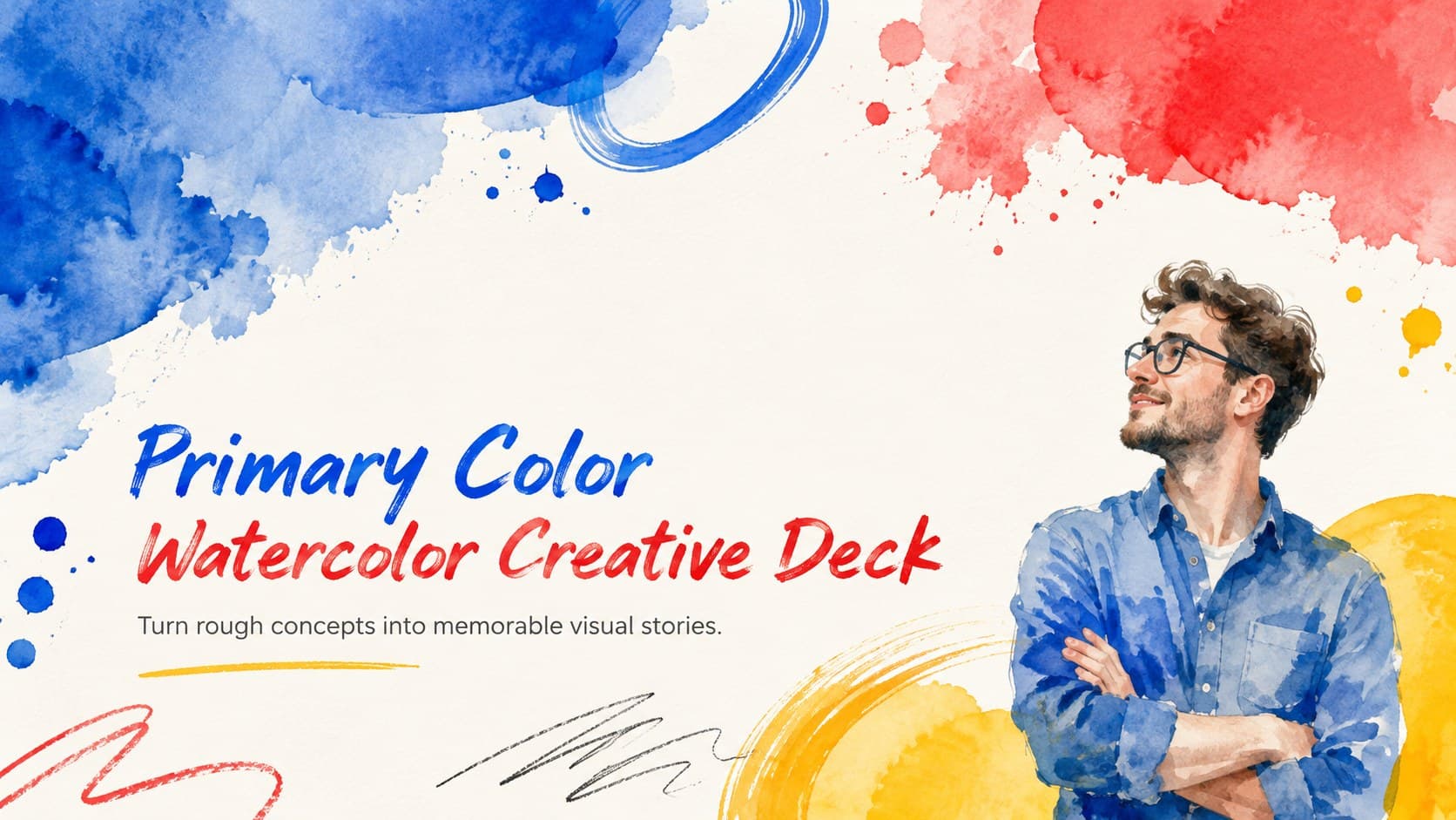 Primary Color Watercolor Creative Deck preview