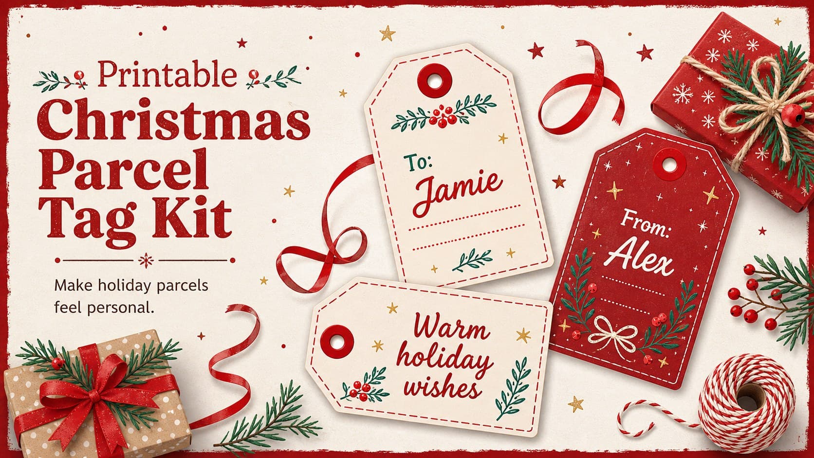 Printable Christmas Parcel Tag Kit preview