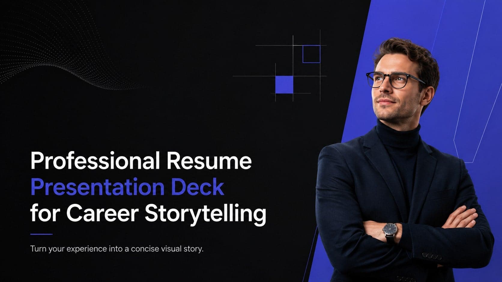 Cover of a professional resume presentation deck with bold black typography, blue accents, and a modern career-focused layout.