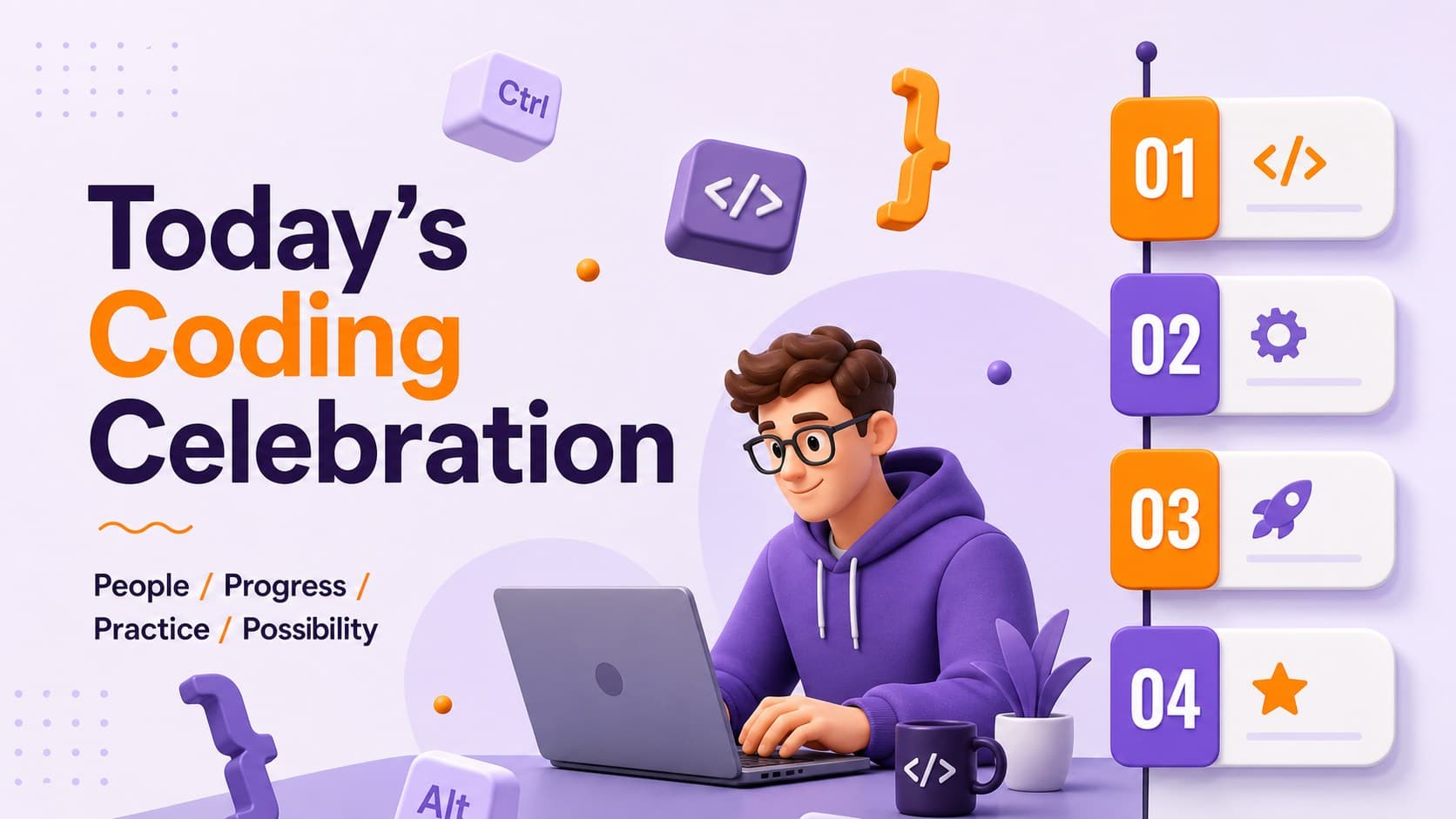 Agenda slide outlining a colorful coding celebration program for a technology team.