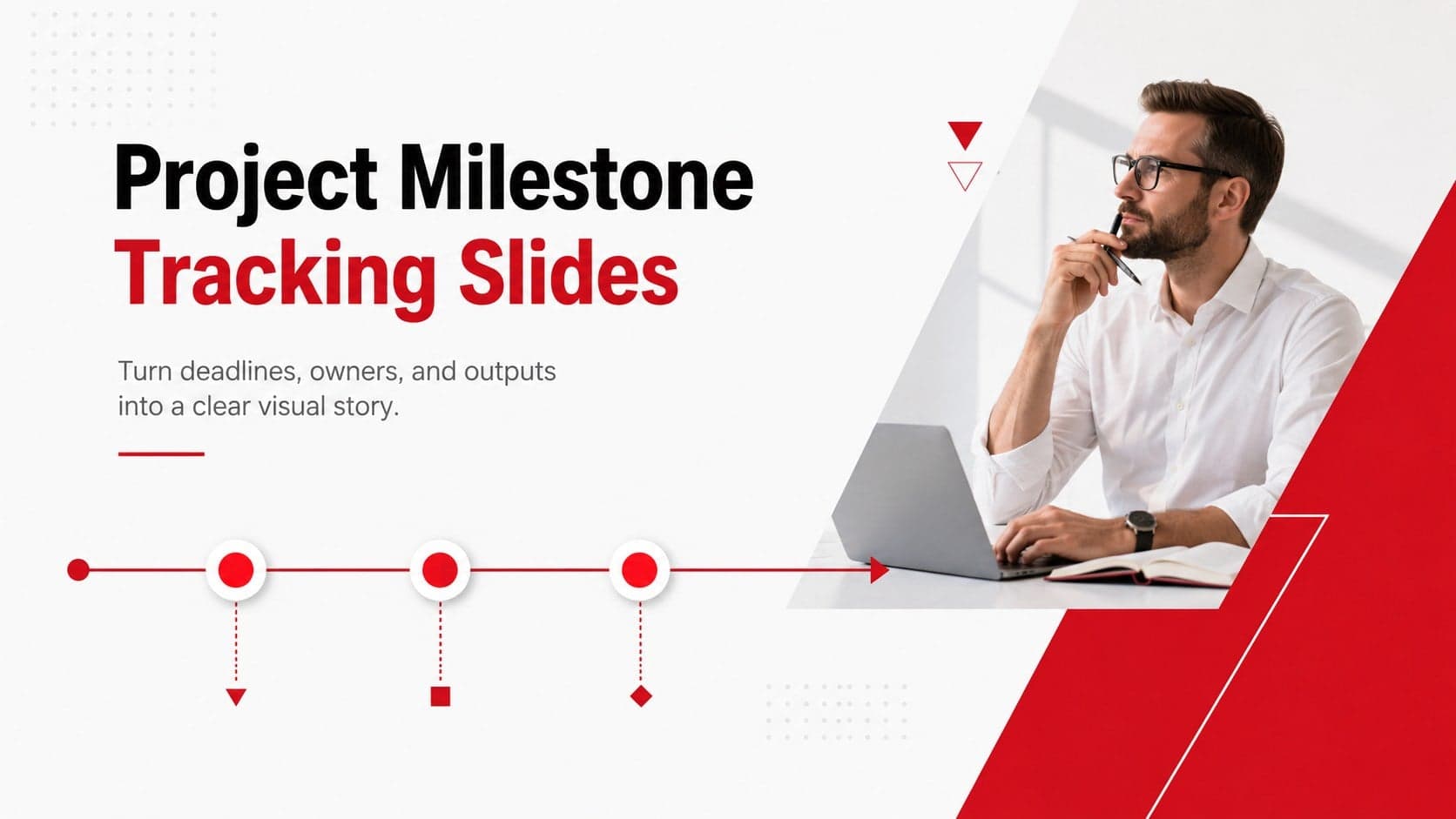 Cover for Project Milestone Tracking Slides featuring a clean red-and-white project delivery theme.