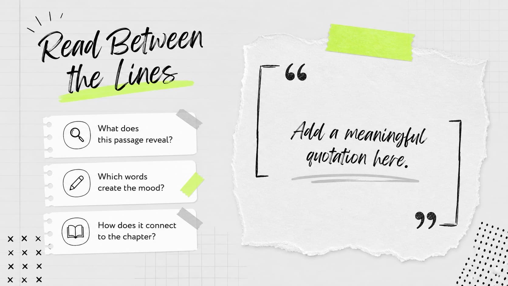 Quote analysis slide pairing a featured passage with interpretation notes.
