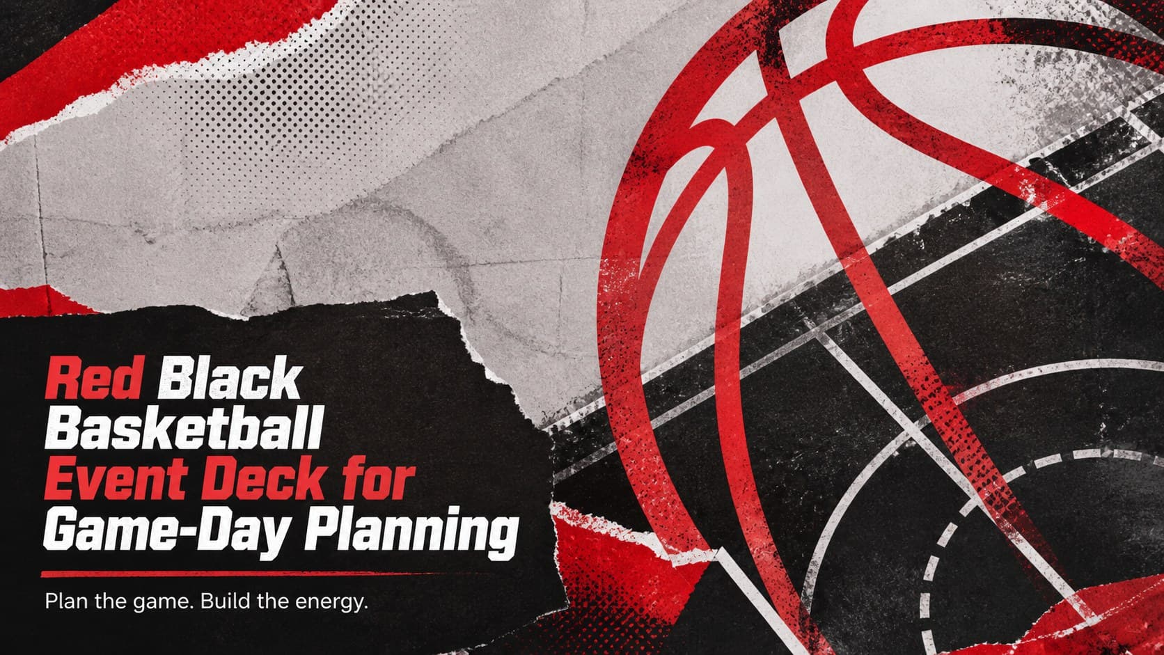 Red Black Basketball Event Deck for Game-Day Planning preview