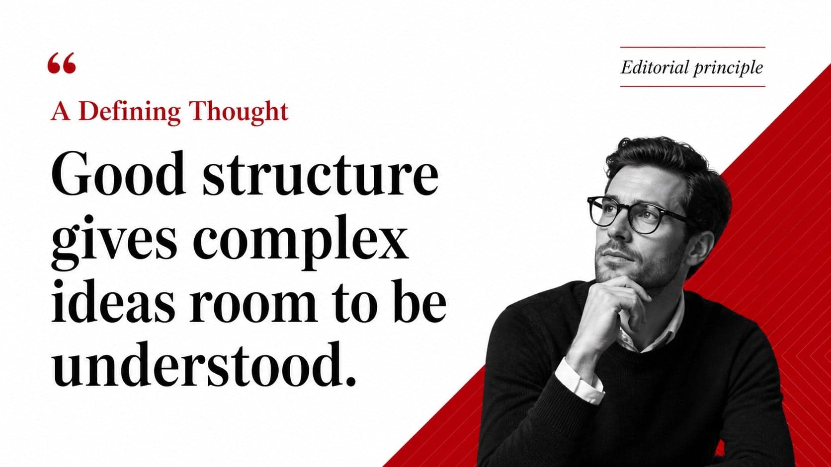 Literature lecture presentation design featuring a prominent quotation and red typographic accent.