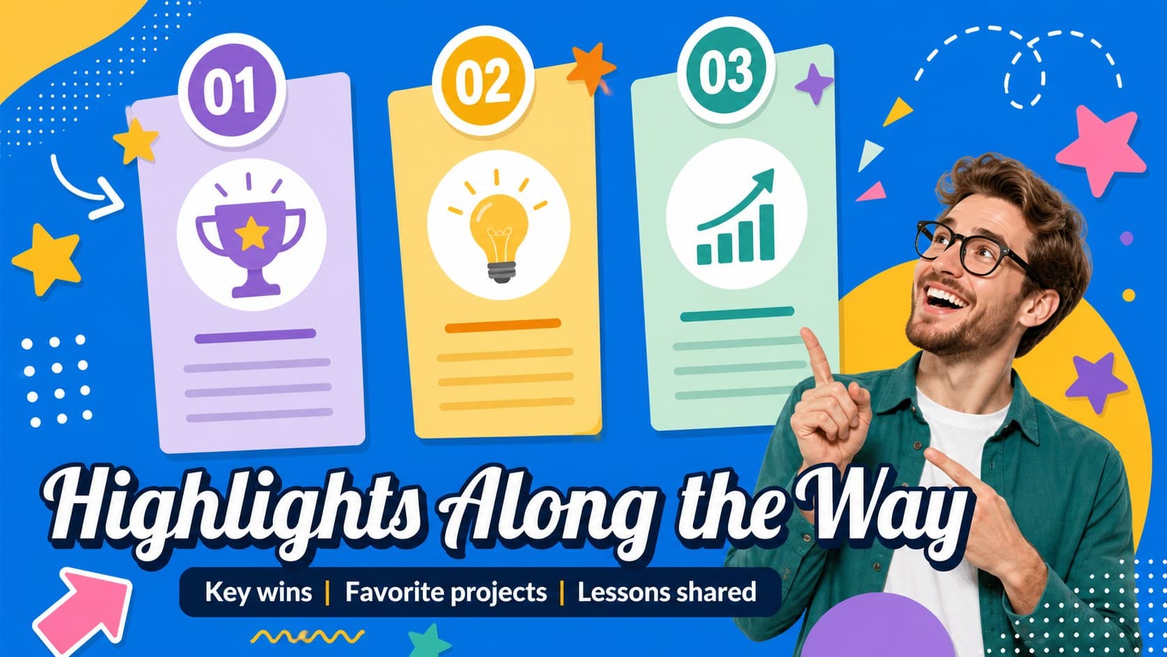 Blue career highlights poster with editable columns for achievements and contributions.