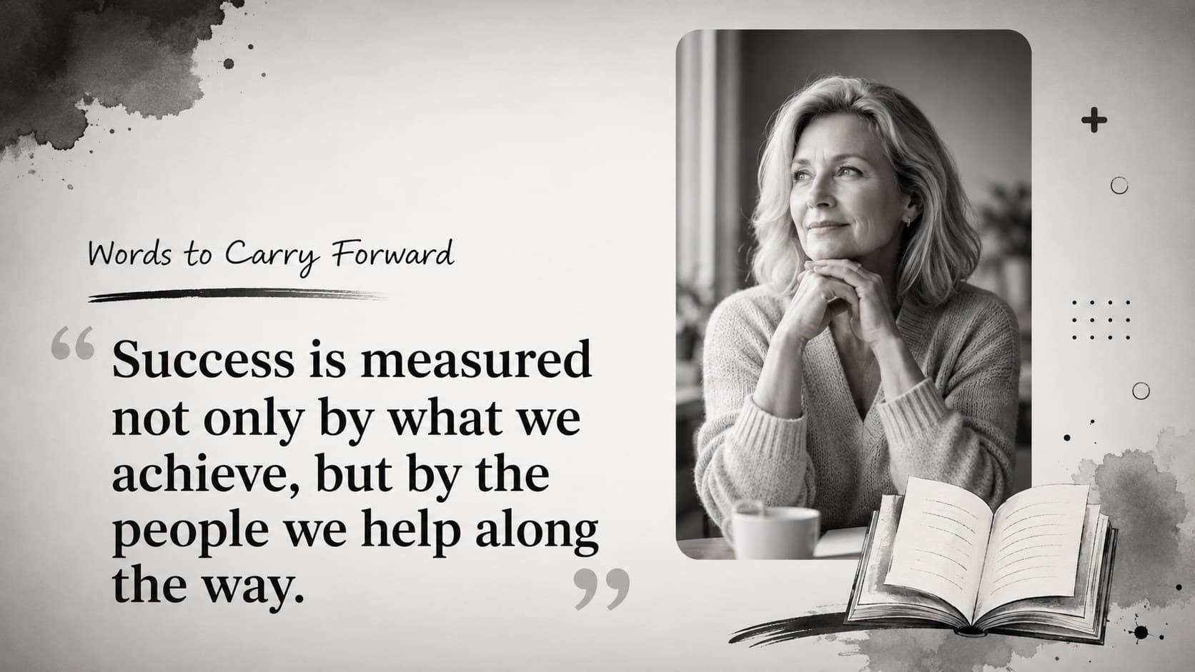 Farewell speech presentation slide featuring a meaningful retirement quote and portrait placeholder.