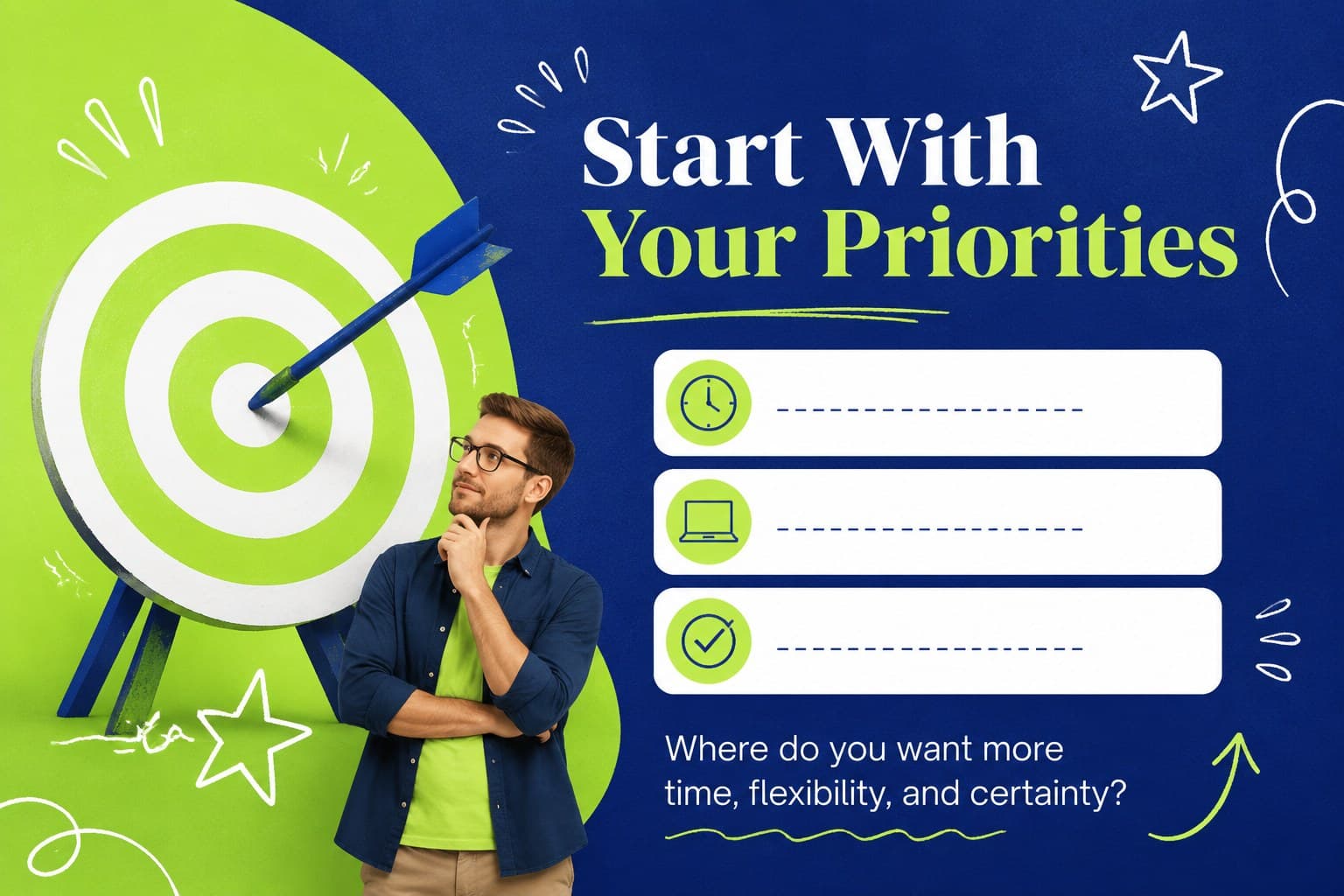 Personal retirement goals slide with blue-green priority markers and space for participant notes.