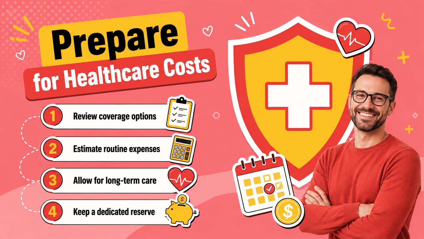 Healthcare preparation slide for a retirement readiness presentation with cost and coverage prompts.