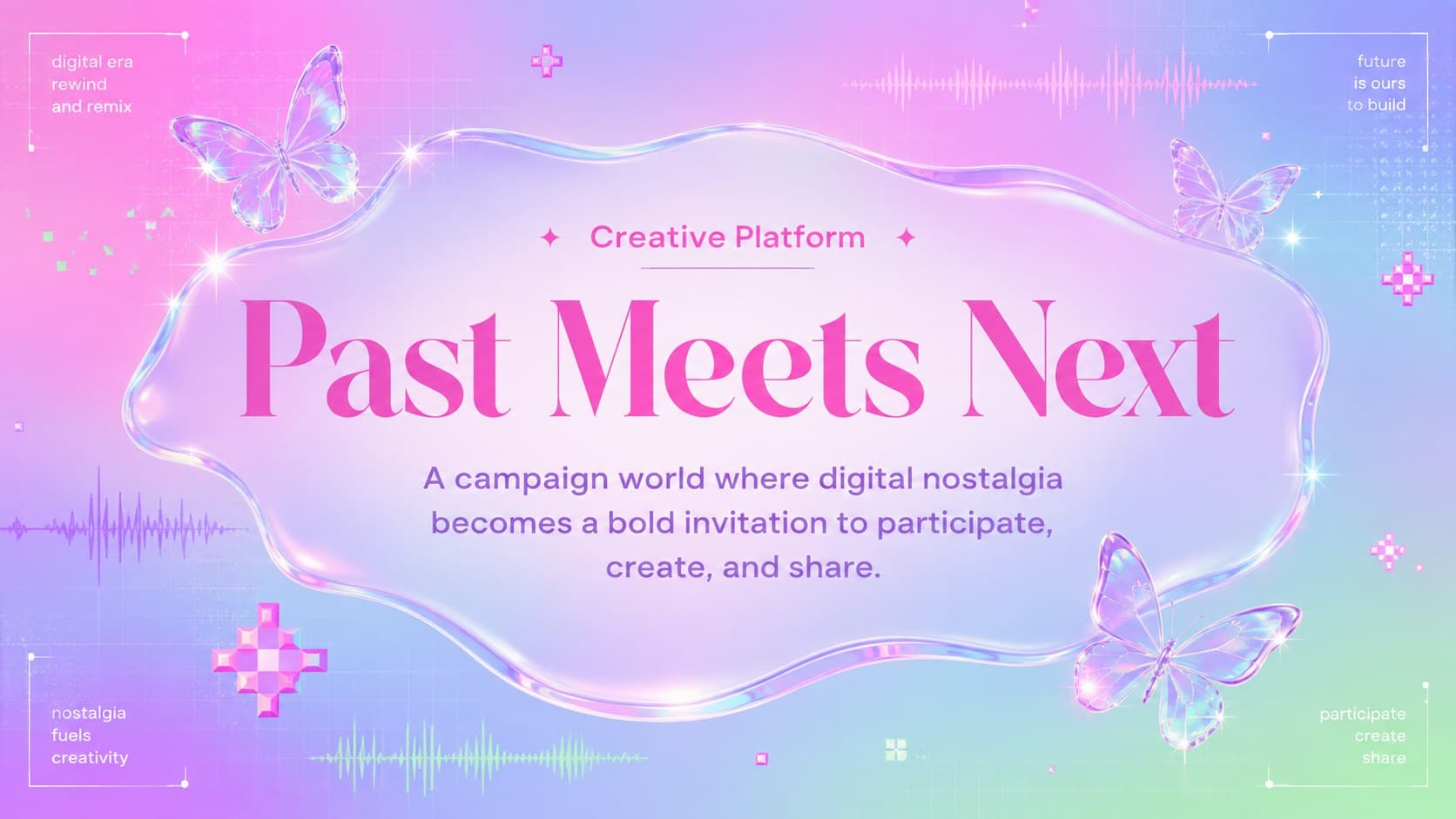Retro futuristic brand proposal slide explaining the central creative campaign concept.