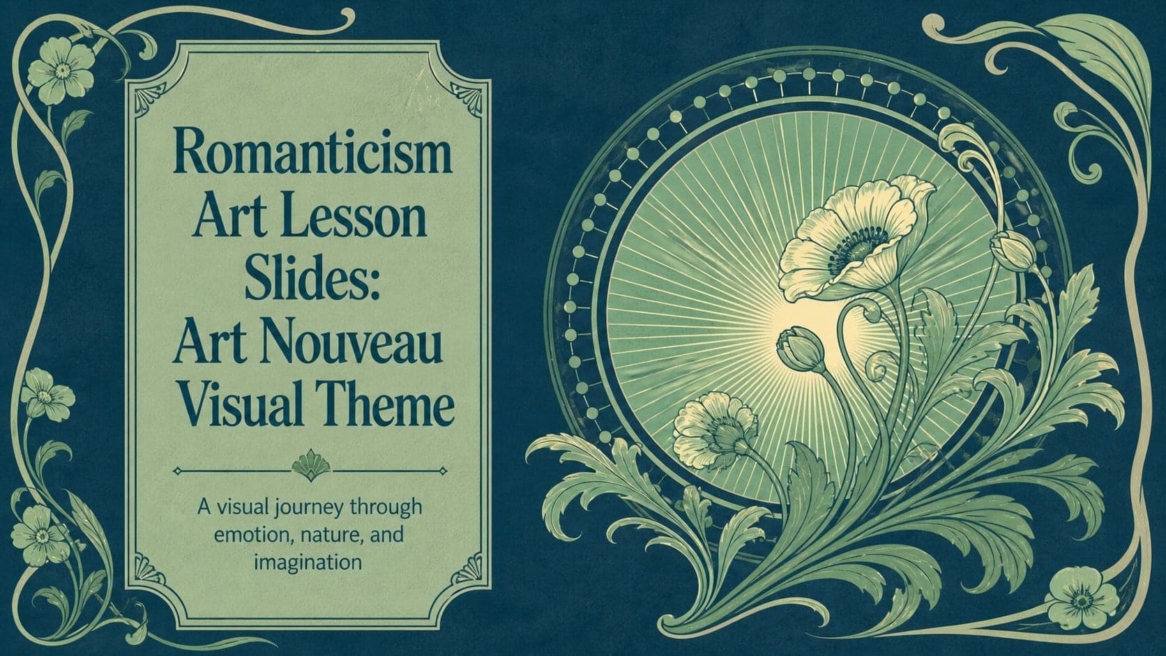 Romanticism Art Lesson Slides: Art Nouveau Visual Theme preview
