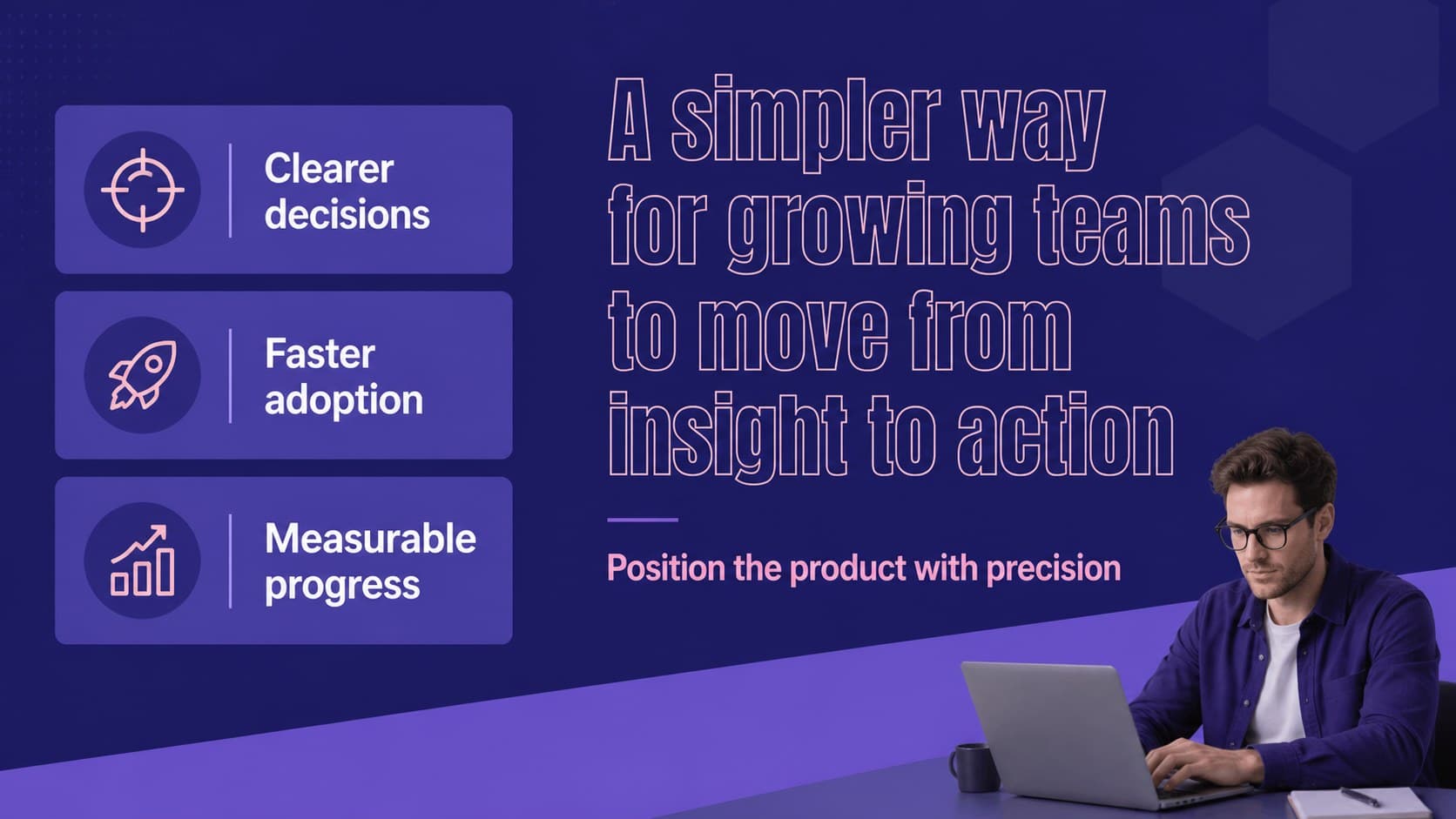 Positioning slide describing the value proposition for a technology product launch deck.