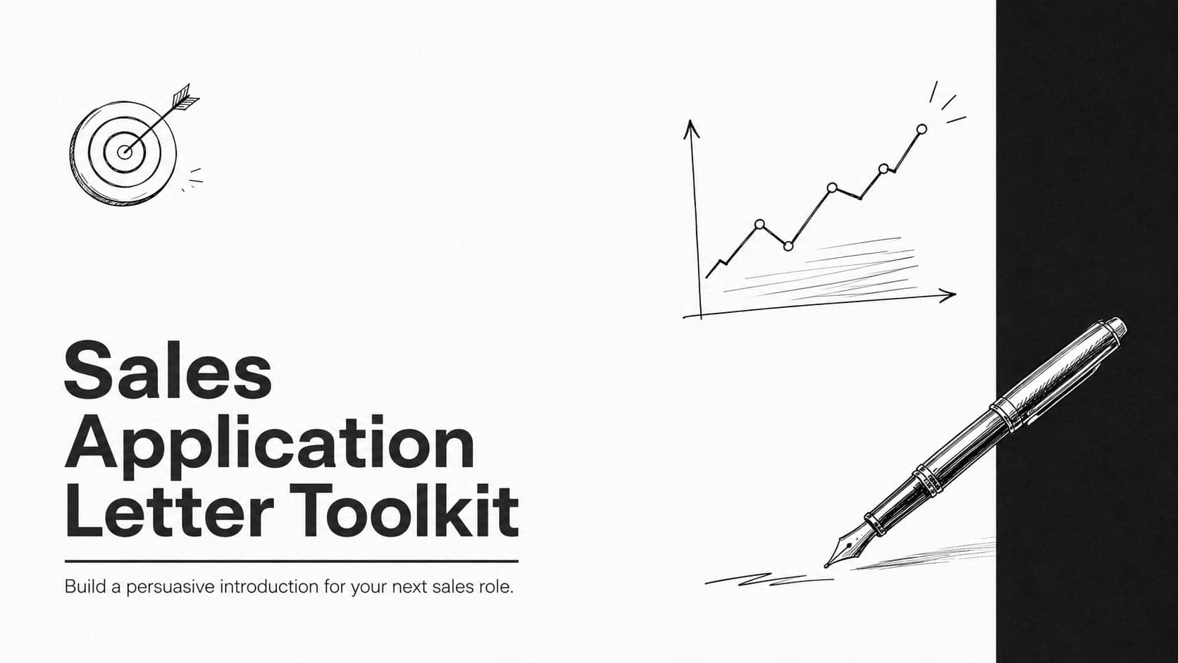 Cover of the Sales Application Letter Toolkit with monochrome typography and original professional doodle accents.
