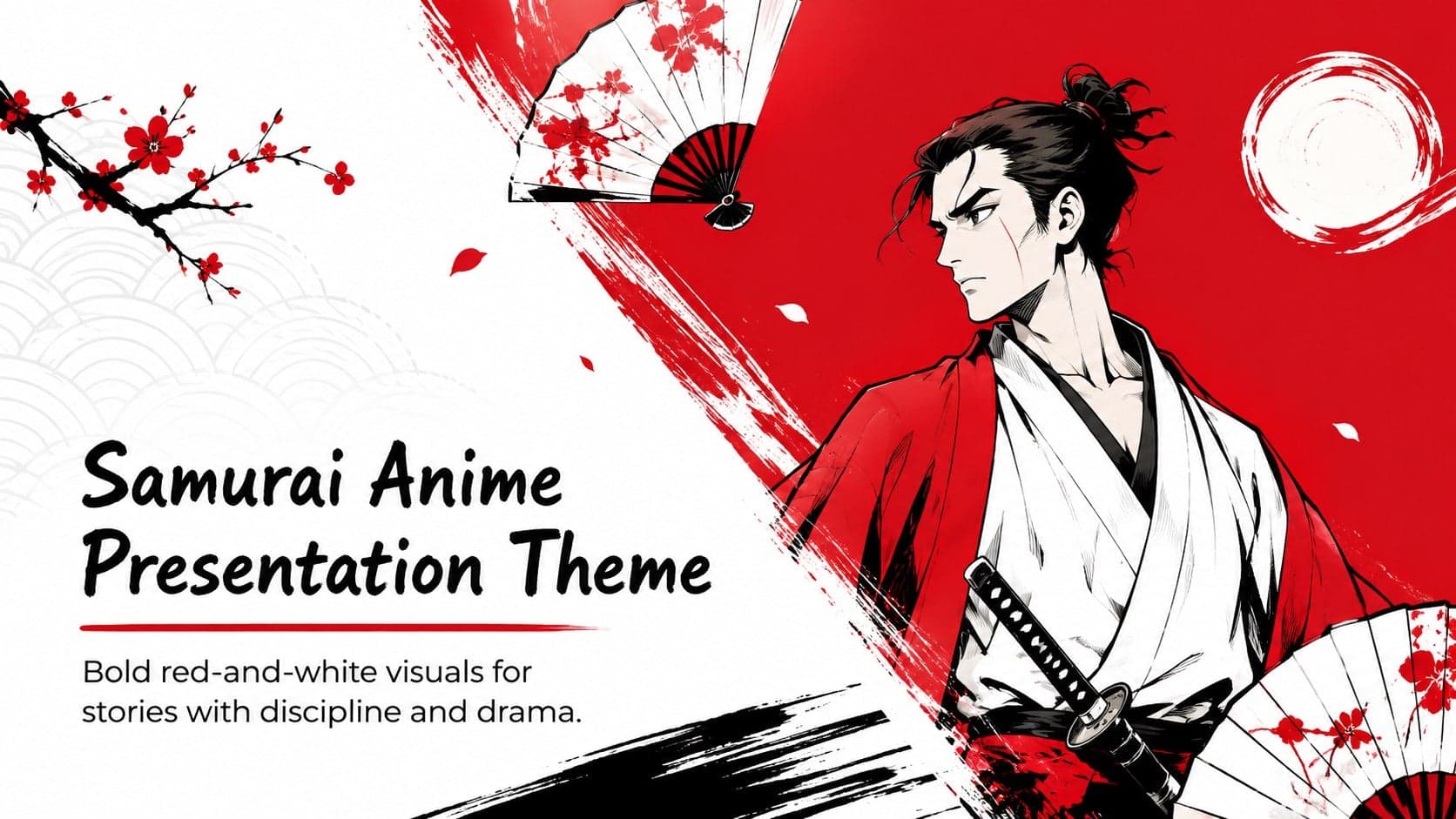 Cover of the Samurai Anime Presentation Theme with a red-and-white warrior illustration and bold title treatment.