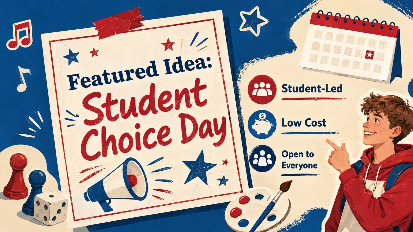 Middle school election campaign deck slide proposing a monthly student activity event.