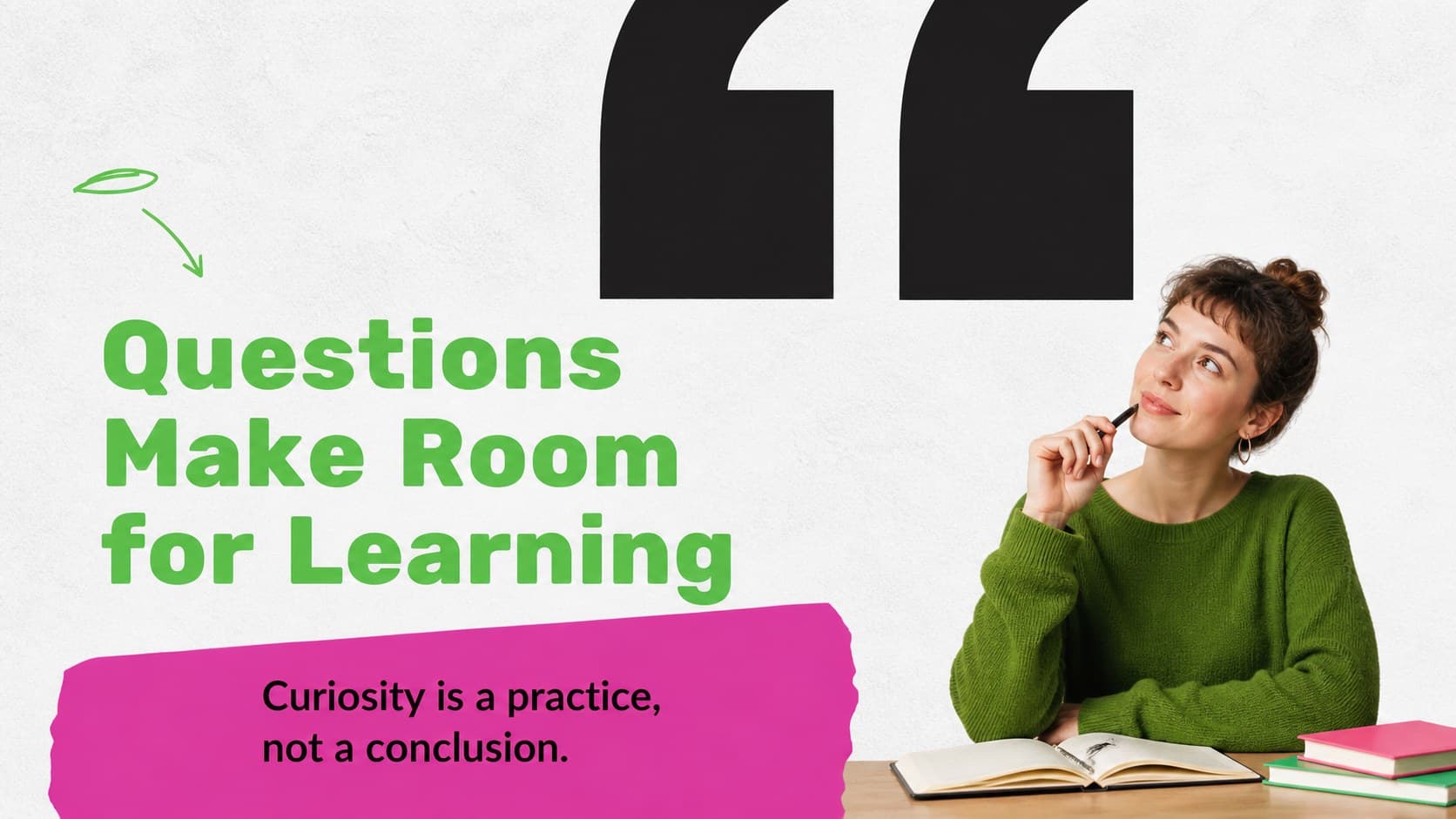 Quote slide for a secular education presentation with a bold typographic statement.