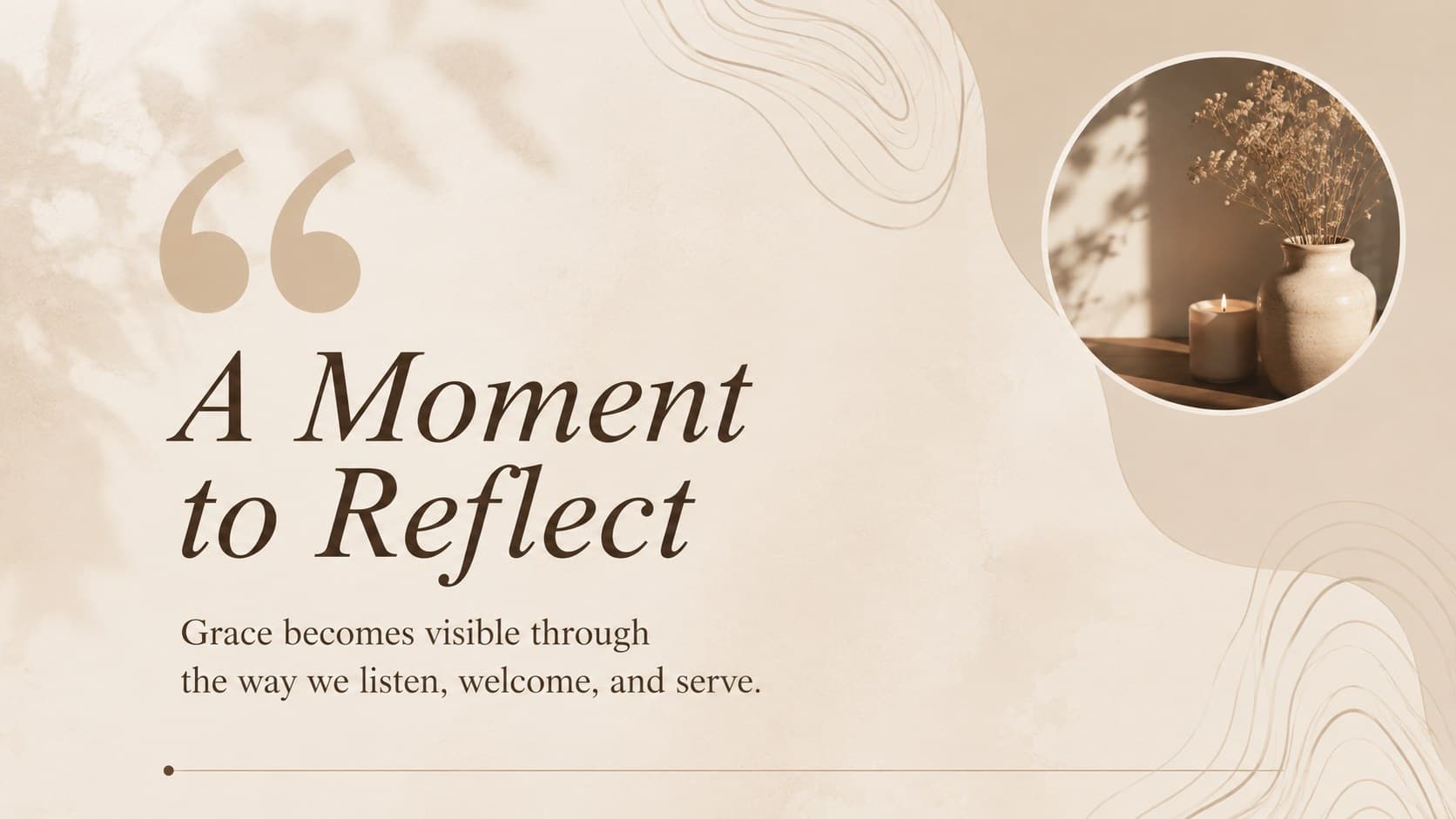 Neutral faith-based quote slide with a short reflection about grace and daily action.
