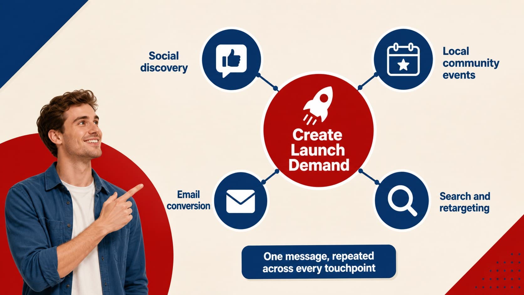 Marketing channel slide showing a promotional plan for a shoe retail launch.