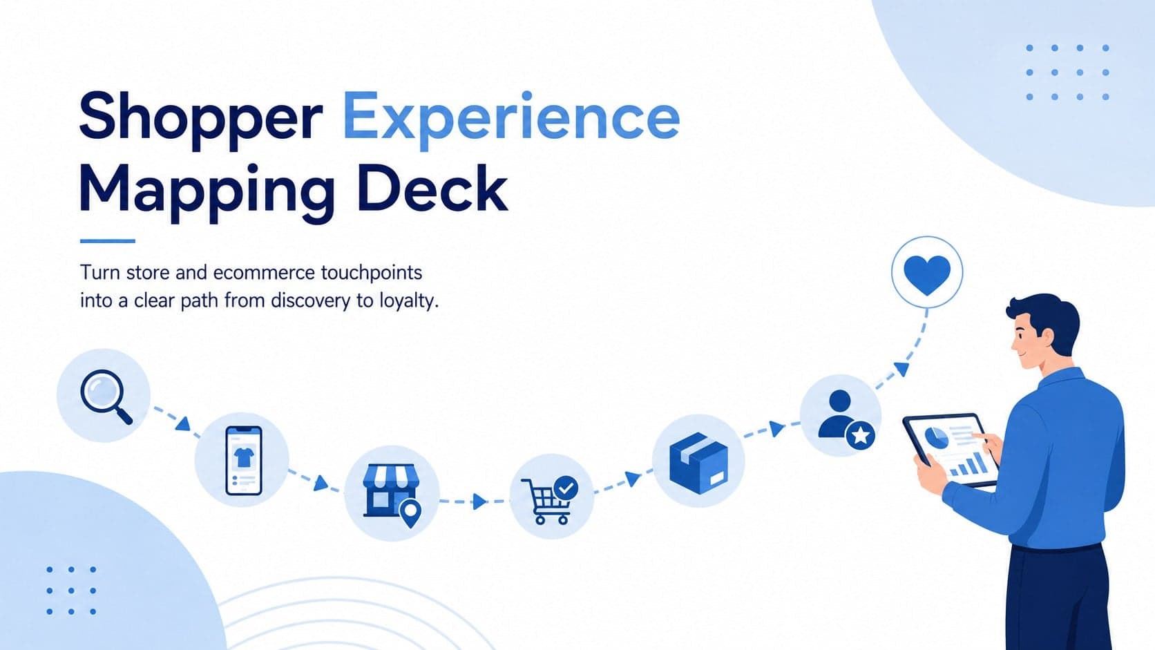 Cover of a blue-and-white shopper experience mapping deck for retail strategy teams.
