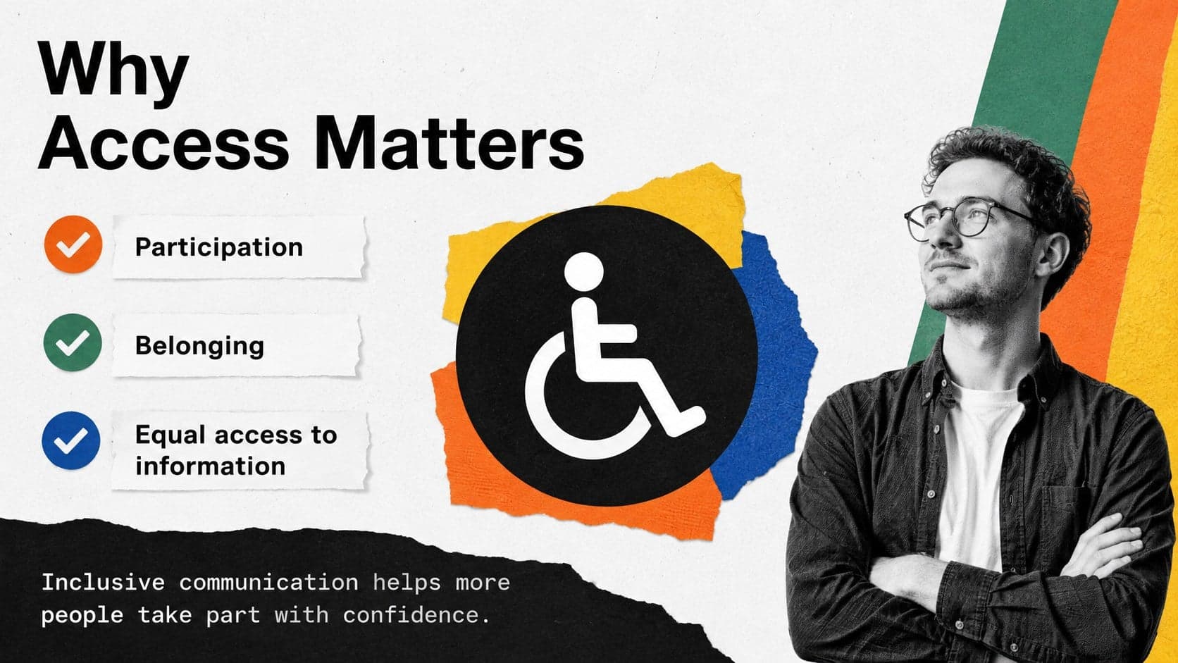 Deaf awareness presentation slide explaining why accessible communication matters.