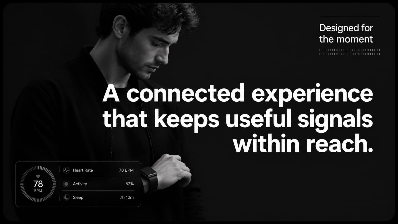Smartwatch product launch deck slide presenting a concise product positioning statement.