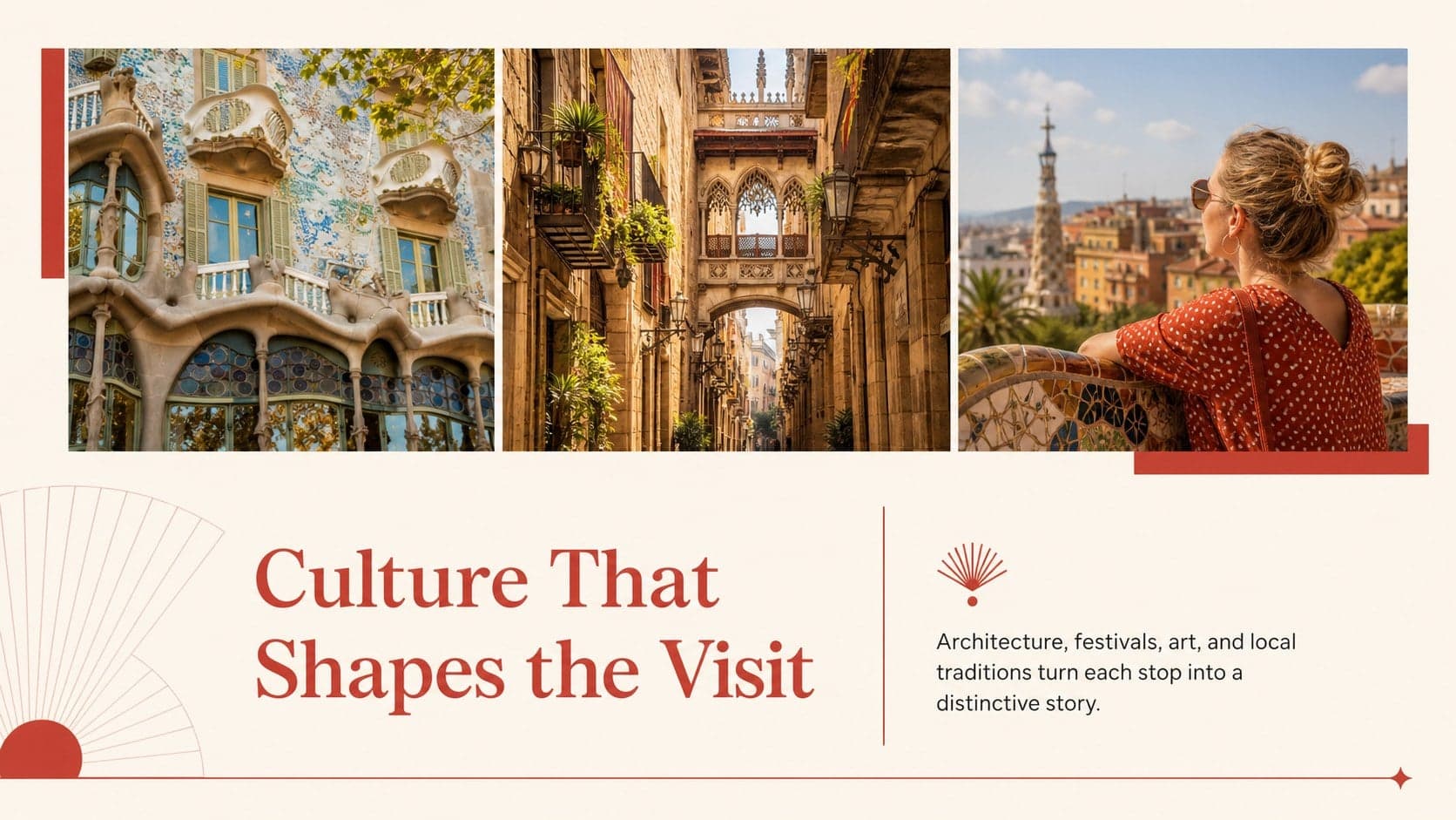 Spanish culture highlights slide with editorial images and concise tourism storytelling.