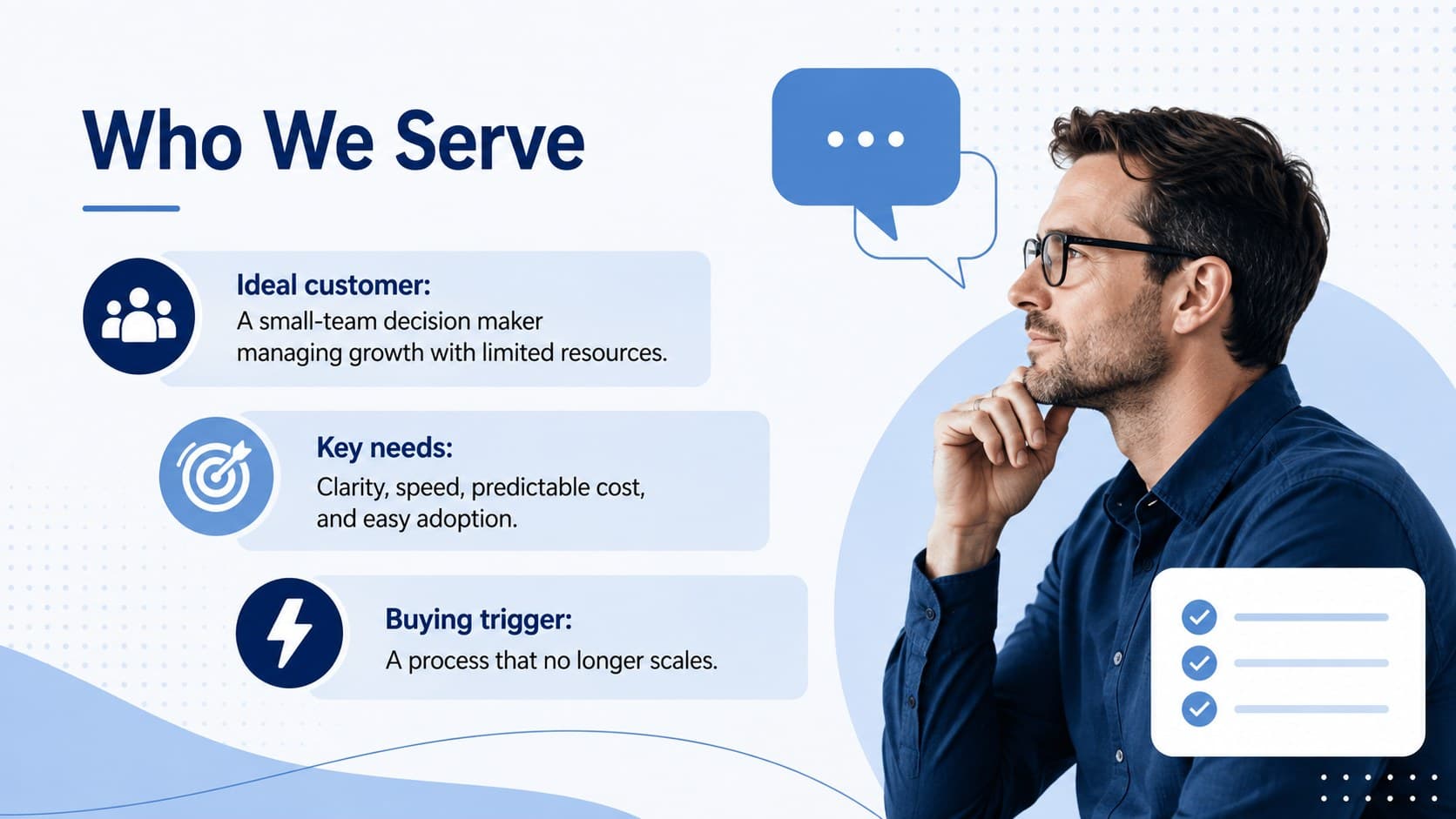 Target customer profile slide for an entrepreneur business roadmap template with needs and buying triggers.
