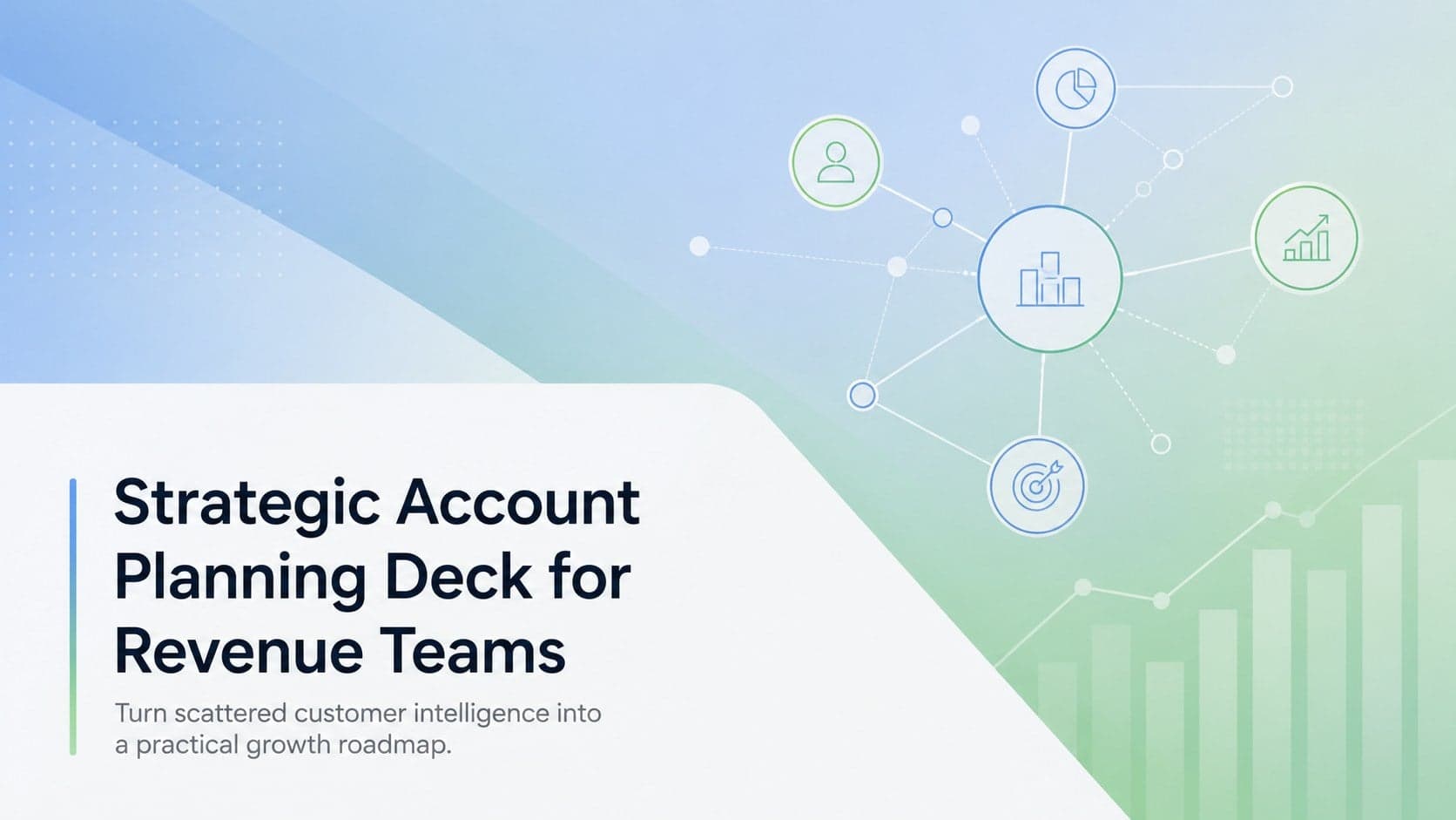 Cover of a strategic account planning deck with a minimal blue and green gradient design for revenue teams.