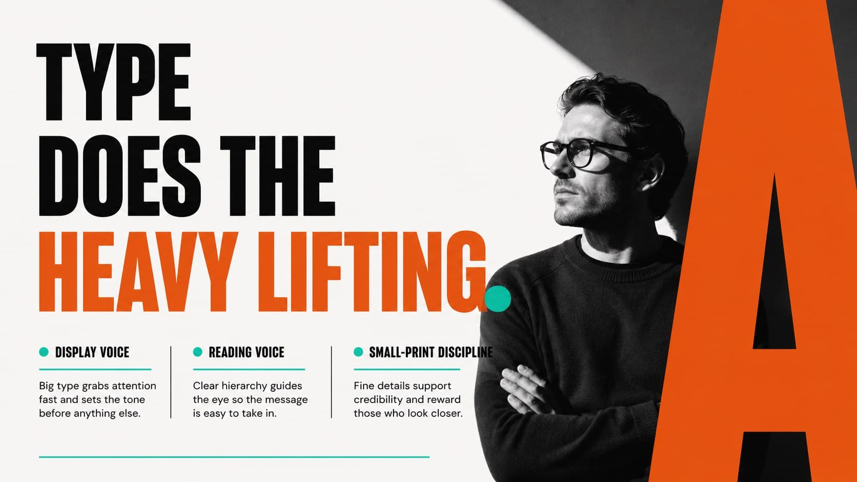 Typography pairing slide showing bold display and supporting text styles for an urban brand.