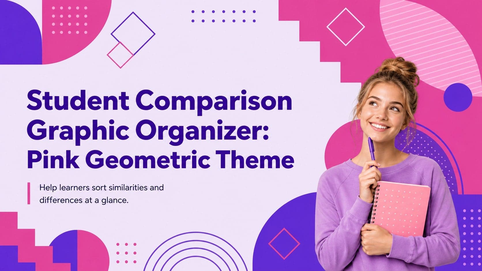 Student Comparison Graphic Organizer: Pink Geometric Theme preview