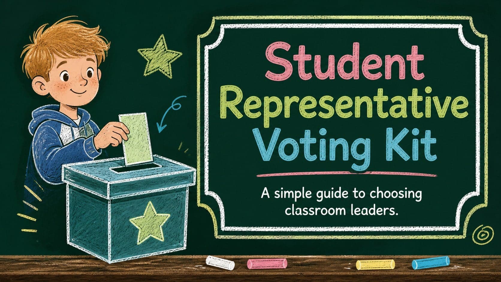 Student Representative Voting Kit: Green Chalkboard Slides preview
