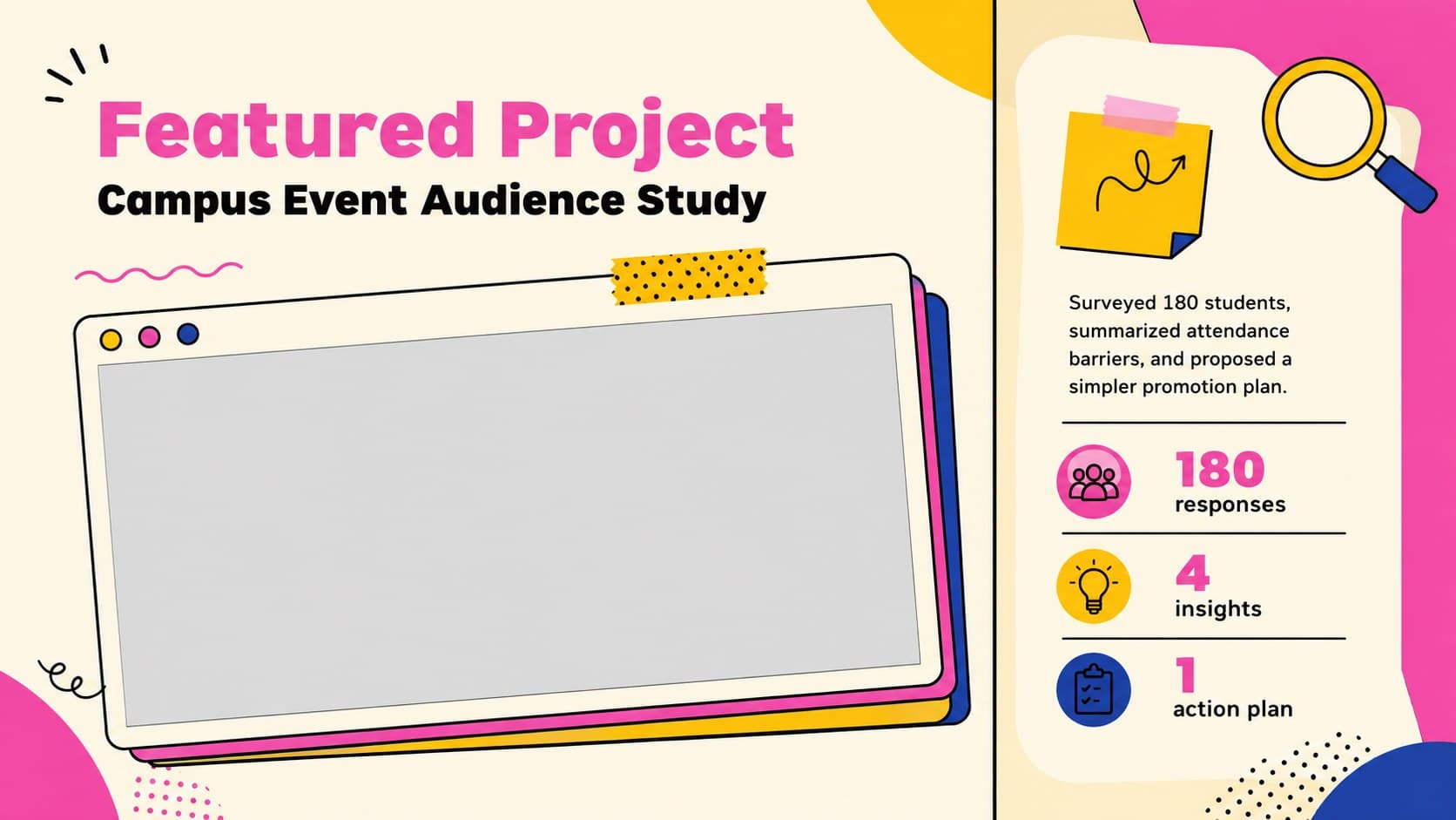 Academic project case study for a first job portfolio slide deck.