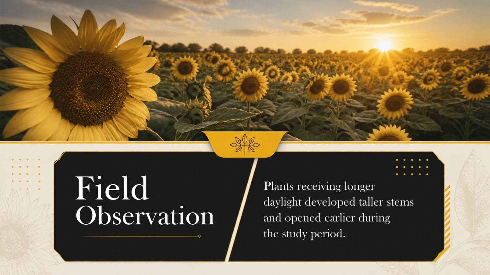 Photo focused student presentation template slide pairing a field image with observation notes.