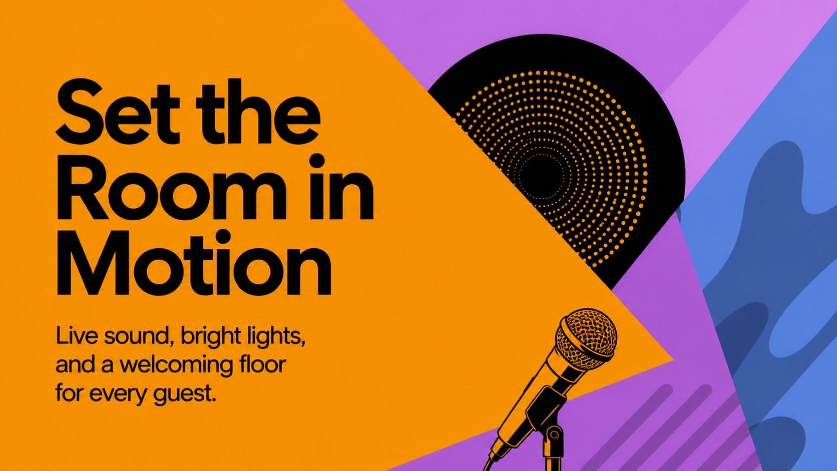 Event concept slide presenting the spirited atmosphere and creative direction of a swing night event presentation.