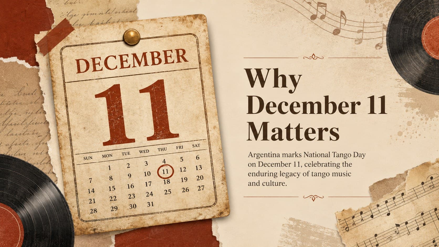 National Tango Day classroom deck slide explaining why December 11 is commemorated.