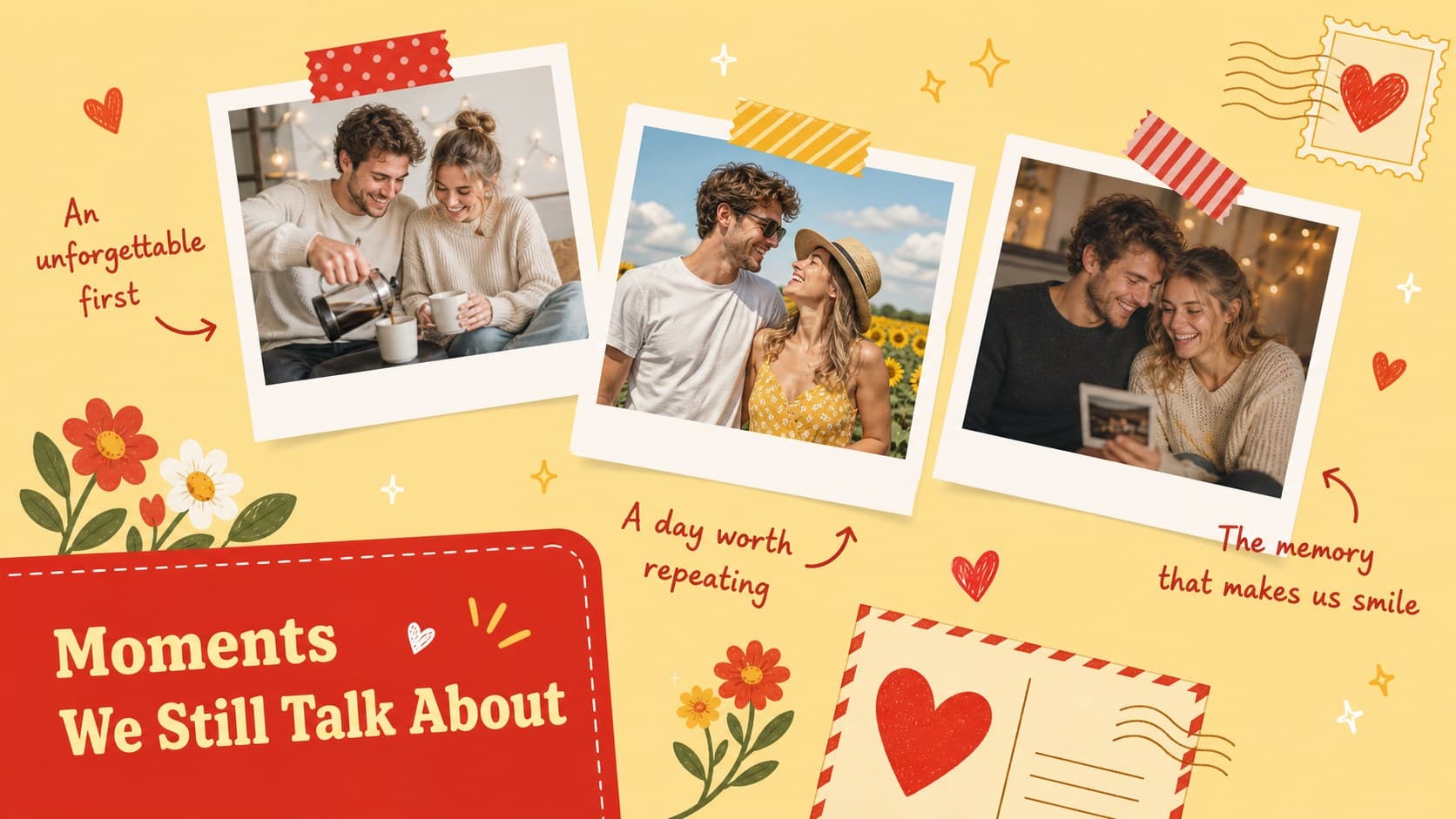 Anniversary memory collage with photo spaces and captions for favorite moments from ten years.