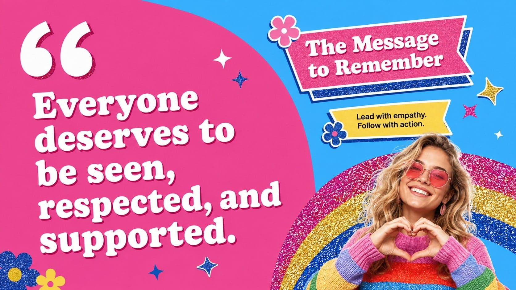 Key campaign message slide promoting respect, visibility, and action for transgender inclusion.