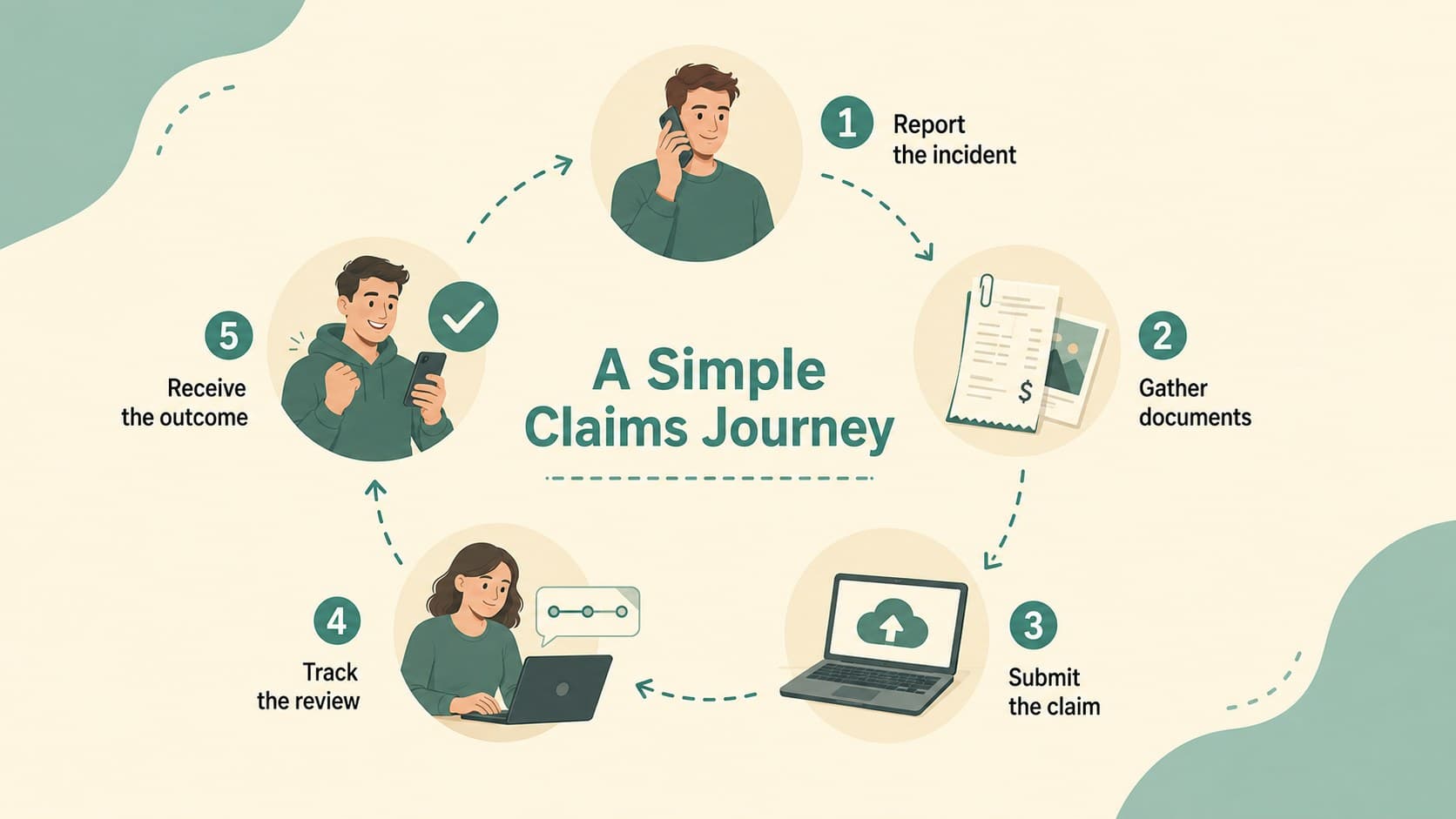 Travel claims process slide showing the steps from incident reporting to resolution.